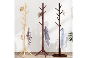 Solid Wood Coat Rack with Clothing Organizer Living Room Hat Rack Elegant Home Storage Solution