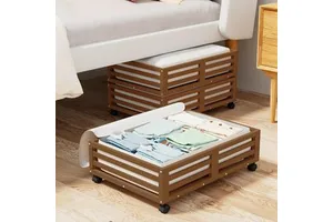 Large Capacity Dust Bag Stackable Cabinet Clothes Storage Underbed Storage Box with Wheel