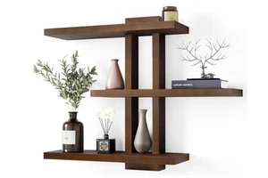 Wooden Wall-Mounted Storage Rack for Kitchen & Bathroom-Modern Durable Adjustable Single Tier Rack