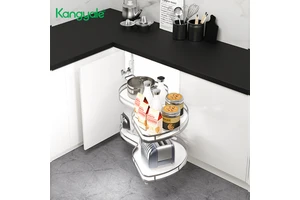Kangyale Kitchen Cabinet Organizers Revolving Saucer Magic Corner Blind Corner Cabinet Pull Out Basket