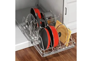 Modern 12 Inch Iron Single Tier Non-Folding Pots Pans Rack Heavy Duty Standing Kitchen Storage Rack Hardware Cabinet Organizer