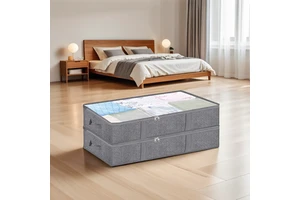 Minimalist PVC Fabric Under-Bed Quilt Storage Bag Durable Space Saver with Cover for Bedding Clothes Toys