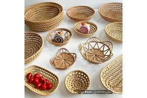 Modern Rattan Woven Storage Basket & Fruit Tray-Minimalist Tea Strainer Organizer