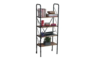 Double Tiers Metal Wood Storage Rack Wall Decorative Divider for Living Room with Pot Use