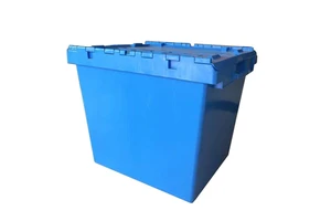 Custom Stackable Attached Lid Container Plastic Moving Storage Box Industrial Totes