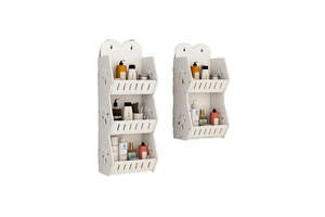 Large Capacity No-Drill Multi-Layer Plastic Wall-Mounted Storage Rack for Bathroom and Kitchen Living Room