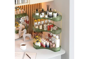 3layer corner bathroom countertop storage box vanity surface storage rack cosmetics and perfumes display stand