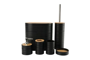 Eco- Friendly Bamboo Plastic Bathroom Modern Bathroom Set Vanity Cabinet Set Washroom Bathroom Accessories Set 6 Piece