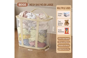 Large Capacity Foldable Mesh Laundry Basket Portable Dirty Clothes Hamper With Reinforced Handles Wall Mounted Storage Organizer
