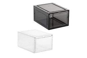 Factory Wholesale Plastic Transparent Shoe Box Fashion Stackable White/black Shoe Box Plastic Transparent Shoe Box with Magnet