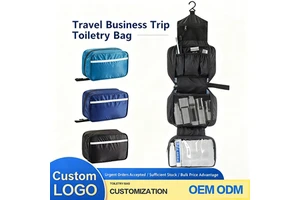 In Stock 4 Compartments Foldable Compact Design Travel Cosmetic Bag
