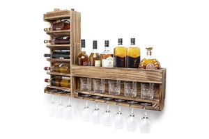 Wall Mounted Wood Double Tier Storage Shelf for Living Room Beverage & Food Organization Space-Saving Durable Decorative Design