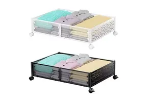 Rolling Under the Bed Clothes Under Bed Storage With Wheels Shoe Storage Container Metal Storage Bins for Bedroom