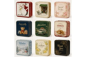 Wholesale Custom Square Christmas Gift Tin Box Small Food Grade Chocolate Candy Cookie Metal Tin Can With Lid Holiday Packaging