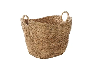 Handwoven Natural Seagrass Storage Basket with Handles Large Round Decorative Organizer Bin for Laundry Blankets Toys or Living