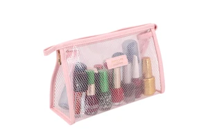 Factory Custom Waterproof Transparent EVA Mesh Toiletry Wash Bag Travel Pink Clear Makeup Cosmetic Zipper Pouch for Girls Gift
