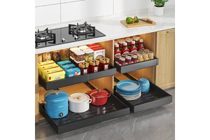Pull Out Cabinet Organizer Expandable Slide Out Drawer Organizers Pull Out Cabinets Shelves for Kitchen Pantry Adjustable Width