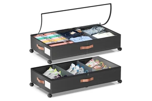 Under Bed Storage with Wheels Detachable Fabric Under Bed Storage Containers with Dividers for Clothes