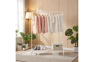 Large Storage Space Pipe Garment Display Metal Coat Organizer Clothes Rack Shelf for Bedroom