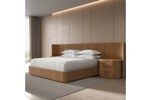 Sageliving Luxury King Size Extended Shelter Bed With Closed Nightstands Modern Wooden Bedroom Sets Furniture