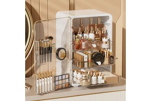 Large Capacity Cosmetics Storage Cabinet Transparent Door Makeup Desktop Plastic Storage Box for Cosmetic