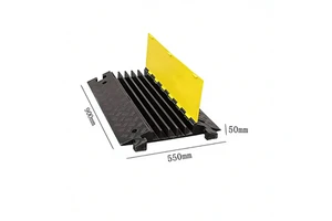 Multi-Channel Rubber & Plastic Cable Organizer 900mm Cable Protector with Yellow Lid Durable Cable Cover
