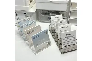 Multi-Layer Multi-Purpose Acrylic Desktop Organizer Rack for Office and Home Use Memo/Postcard Display & Cosmetics Storage Stand