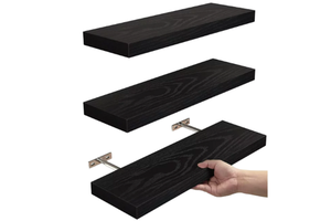 Customized Black Wood Modern Durable Floating Shelves Double Wall Mounted For Bathroom Kitchen Living Room Flower Pot Cheaper