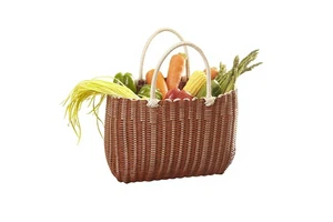 Rattan-Style Woven Hand Basket Hand-Woven Multi-Size Colorful Tube Storage Basket for Household & Outdoor Picnic Use