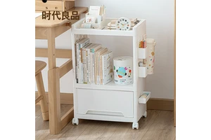 Multi-functional Removable Plastic Bookshelf With Wheels Storage Drawer Large Capacity Storage Racks