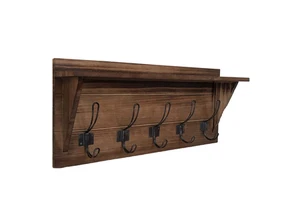Customized Modern Single Tier Wooden Wall Mounted Storage Rack with Hooks for Clothing-Eco-Friendly Organizer Shelf