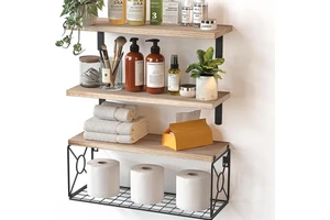 Custom Mobile Wood Storage Rack System Wooden Storage Rack Modern Style Multi-functional Hanging Type Wood Wall-Mounted Shelf