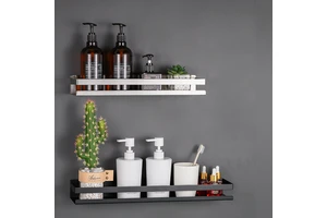 Modern Durable Corner Steel Powder-Coated 1-Tier Custom Size Bathroom Kitchen Storage Racks Wall-Mounted Toilet Rack Shelf