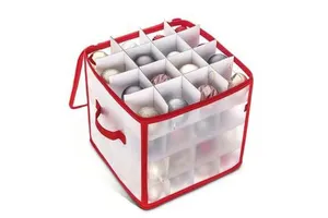 Decorative Ball Organizer Interior Paper Pockets Fits 64 Cell Christmas Ball Storage Box with Handles