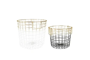 Nordic Decoration Home Accessories Metal Wire Storage Basket 2pcs Set