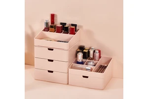 MONR PS Plastic Cosmetic Storage Box Multi-Layer Drawer Desktop Makeup Organizer Rectangle for Home Kitchen Bathroom Desk Use