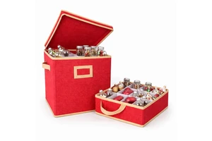 Foldable Christmas Ball Storage Box with 4 Removable Trays Dustproof Portable Organizer Eco-friendly Storage Solution