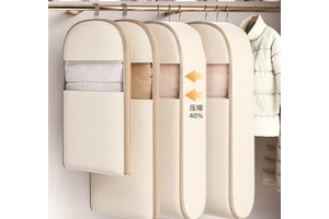 Fabric Foldable Jacket Coat Storage Bag Travel Packing Bag Closet Wardrobe Hanging Clothes Coat Suit Dust Cover Compression Bag