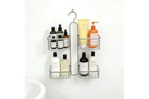 2-Tiers Wall Shelf for Kitchen and Living Room Double Hanging Storage Rack Metal Bathroom Storage Tool for Corners