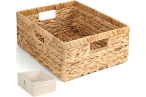 Wicker Basket Woven Storage Baskets Rectangular Plant Fiber Storage Basket With Handler Multifunction Woven Seagrass Baskets