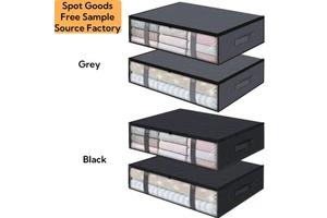Large Capacity Portable Foldable Quilt Bag Wardrobe Clothes Storage Box Underbed Dustproof Organizer Rectangle Shape Fabric