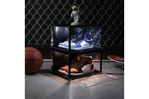 New Production Black Acrylic Shoe Box Sneakers Transparent Storage Box Wholesale Plastic Display Cabinet Shoes Artifact