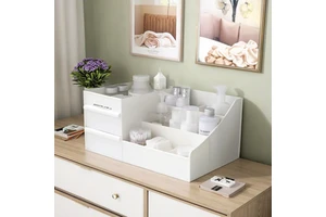Large Capacity Eco-Friendly PP Makeup Organizer Cosmetic Storage Box Dressing Table Rack for Home Food Safe Skin Care Container