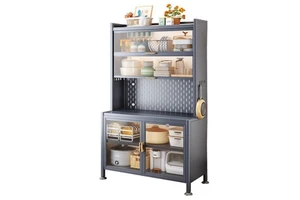 Freestanding Kitchen Storage Cabinet With Doors Multi Layer Sideboard for Microwave Cookware and Home Organization