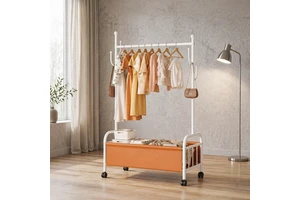 Detachable Home Storage Large Capacity Double-Tier Rust-Proof Coat Rack for Bedroom Carbon Steel Clothes Rack Storage Shelves
