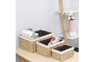 Set of 3pcs Woven Storage Baskets for Saving Space