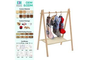 BH Dress up Storage Clothes Organizer Hanger Rack Wooden Garment Rack for Pets Dolls Baby