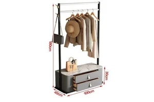 1688 Luxury Multi-functional Coat Rack Hall Tree Movable Freestanding Clothing/Hat Stand W/ Shelves Laundry Basket
