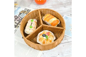 Factory Wholesale Hot Hand-woven Plastic Round Snacks Grocery Storage Basket