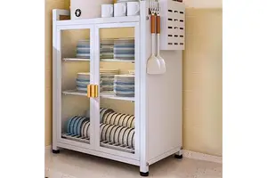 Wholesale Portable 3-Tier Large Storage Space Cupboard Easy-to-Assemble With Convenient Drain Rack For Small Area Storage